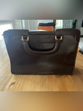 Vintage Salvatore Ferragamo Dark Brown Leather Briefcase Purse